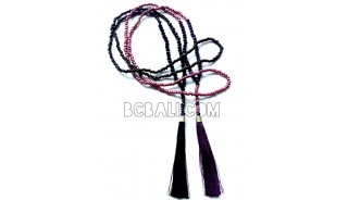 long necklaces tassel bead metalic crystal bali