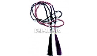 8 color necklaces tassel bead metalic crystal