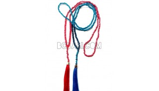 8 color necklaces tassel bead metalic crystal