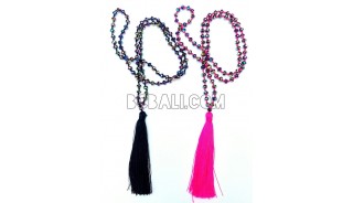 bali tassel necklace beaded crystal pendant long