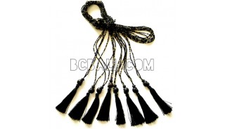 tassel necklaces small bead skull pendant