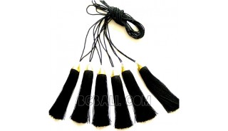 tassels necklaces small beads golden chrome pendant 