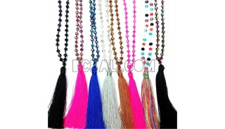 tassel necklaces beads crystal pendant