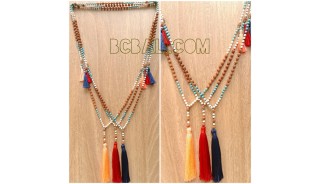 3color fashion genetri mala wood necklaces tassel 