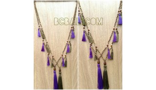 bali tassels wooden saba necklaces two color