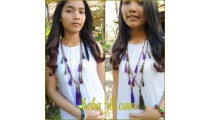 bali tassels wooden saba necklaces two color