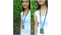 crystal beads necklace tassels single strand