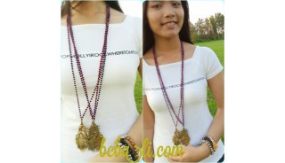 crystal beads necklaces leaves pendant golden
