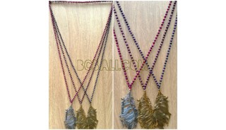 crystal beads necklaces leaves pendant golden