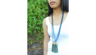 crystal beads necklace tassels single strand