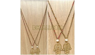 golden pendant hamza bronze hand necklaces bali