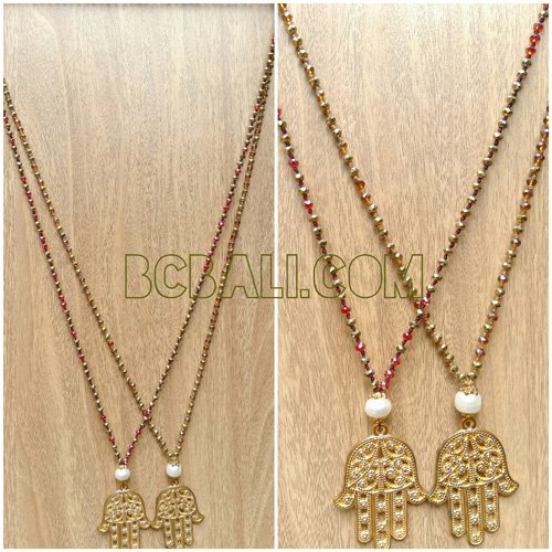 golden pendant hamza bronze hand necklaces bali golden pendant hand