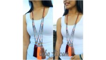 indian tassels triple pendant necklaces bead crystal