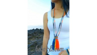 indian triple tassels necklaces crystal bead 