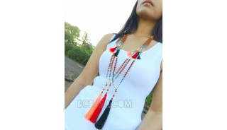 mala beads tassels necklace handmade bali
