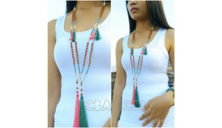 mala necklaces wood tassels handmade bali