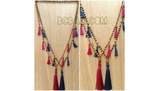 multi tassels necklaces wood sabo handmade