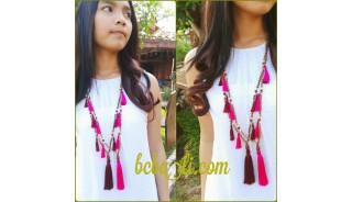 multi tassels wood necklace handmade bali