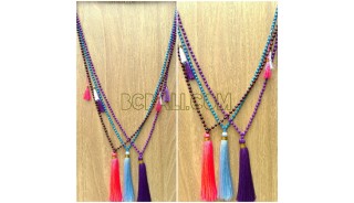 necklaces beads phyrus tassels triple charm