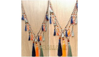 organic wooden beads tassel necklace handmade bali