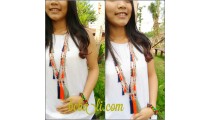 organic wooden beads tassel necklace handmade bali