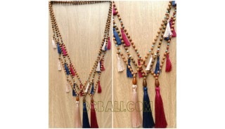 tassel necklaces wood bead jewelries designs