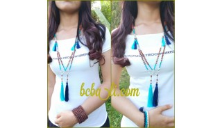 tassels beads wood mala natural handmade 