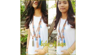 tassels necklaces beads wooden sabo organic 