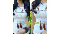 two color tassels single pendant beads long strand