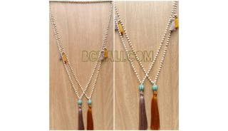two color tassels single pendant beads long strand