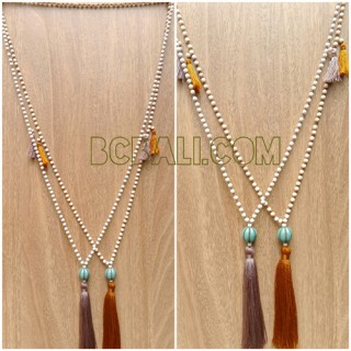 two color tassels single pendant beads long strand