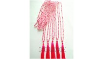 bead necklace tassels crystal bali fashion pink