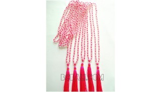 bead necklace tassels crystal bali fashion pink