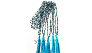 crystal beads necklaces tassels mono color bali design
