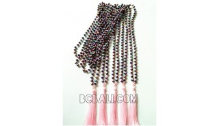 crystal beads necklaces tassels mono color bali design