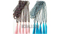 crystal beads necklaces tassels mono color bali design