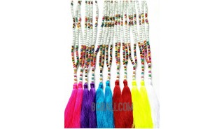 tassels necklaces beads multi color mix seed long
