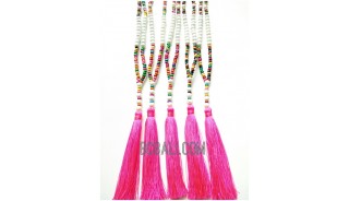 two color tassels necklaces beaded multi seeds 