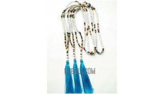 tassels necklaces beaded multi color seeds long 