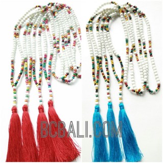 tassels necklaces beads multi color mix seed long