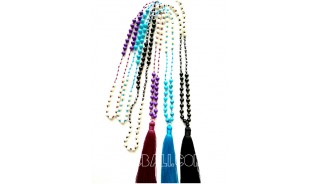 3color beads stone necklaces tassels bali