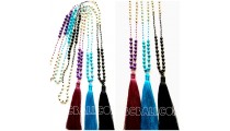 3color beads stone necklaces tassels bali