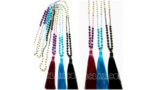 3color beads stone necklaces tassels bali