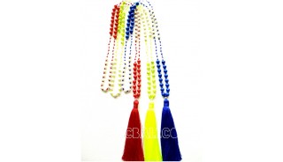 3color stone beads handmade necklace pendant tassels