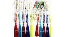 5color beads stone pendant tassels necklace 
