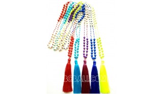 5color beads stone pendant tassels necklace 