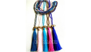 5color tassels necklace crystal beads pendant elephant