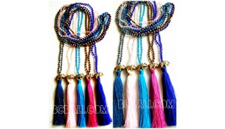 5color tassels necklace crystal beads pendant elephant