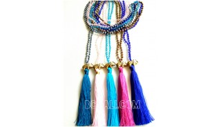 5color tassels necklace crystal beads pendant elephant