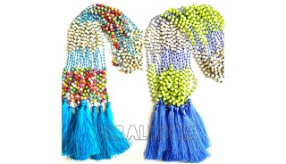 colorful beaded stone necklace tassel fashion crystal rainbow